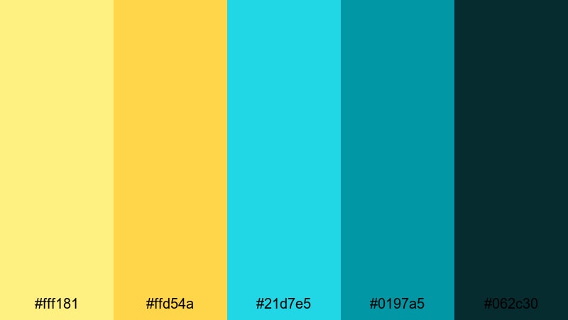 electric citrus wave yellow turquoise color palette with hex codes