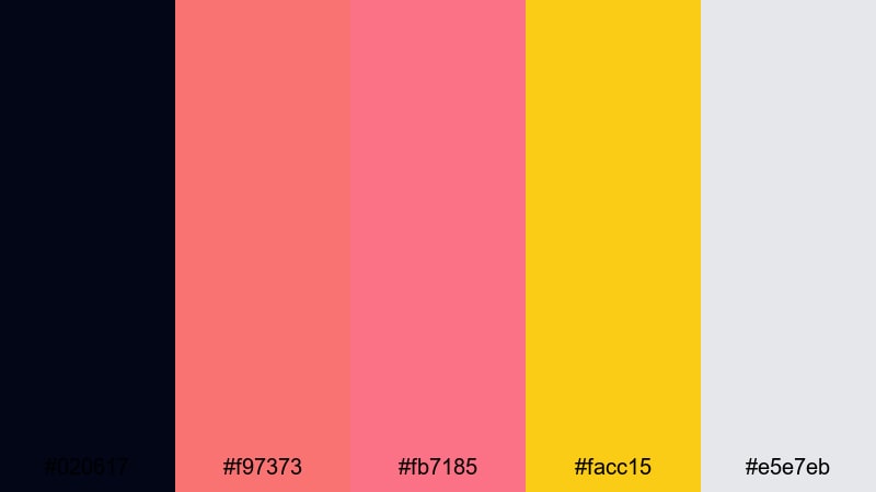electric coral pop modern color palette with hex codes
