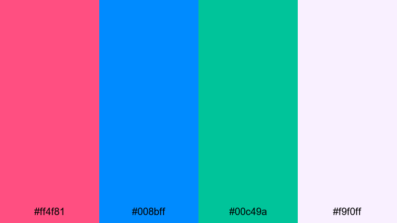 electric coral reef blue green pink color palette with hex codes