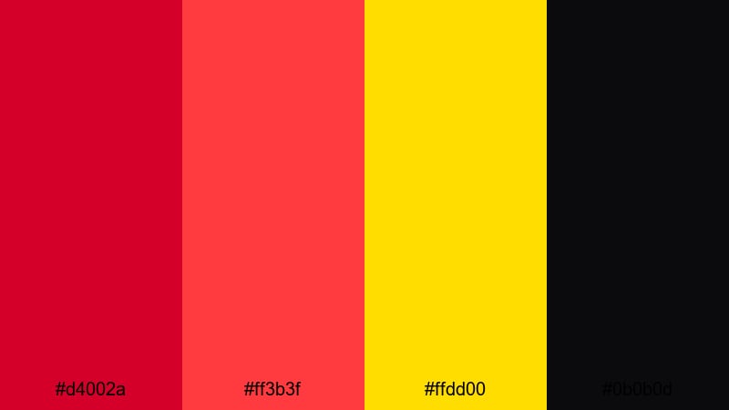 electric crimson charge crimson red color palette with hex codes