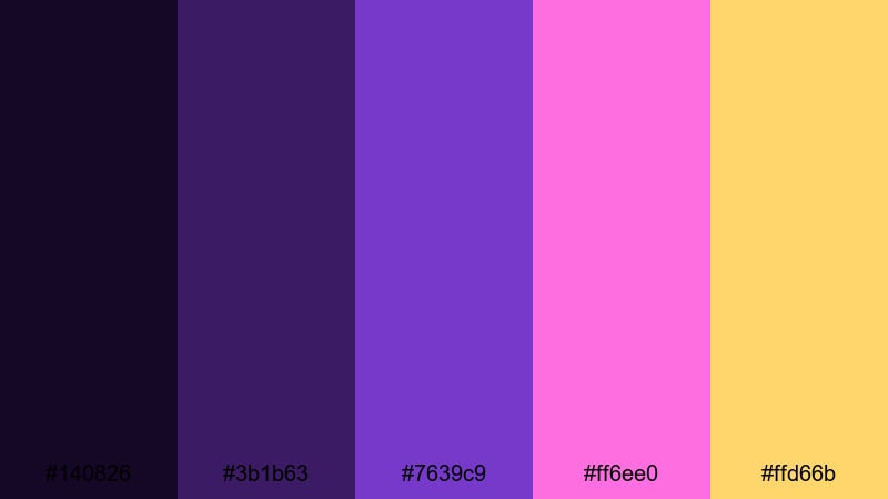 electric galaxy frame dark violet color palette with hex codes