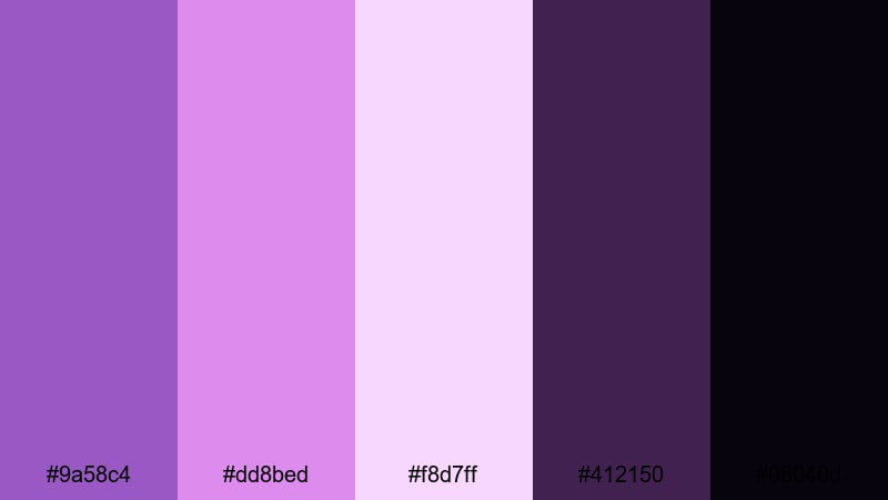 electric grape noir purple mauve color palette with hex codes