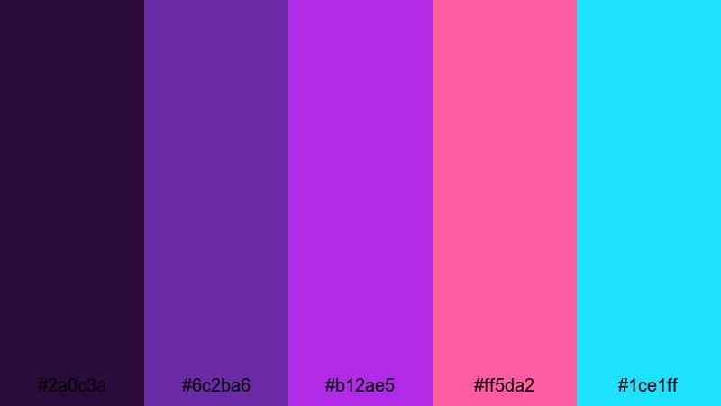 electric grape pulse purple plum color palette with hex codes
