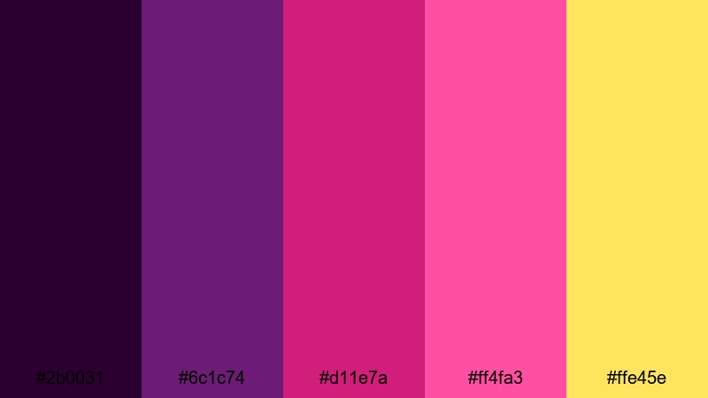 electric magenta theatre purple red color palette with hex codes