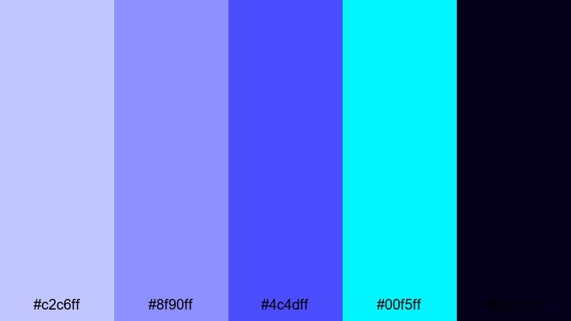 electric neon lavender nights lavender blue color palette with hex codes