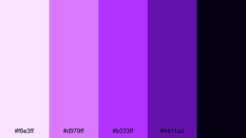 electric neon lilac night lilac color palette with hex codes