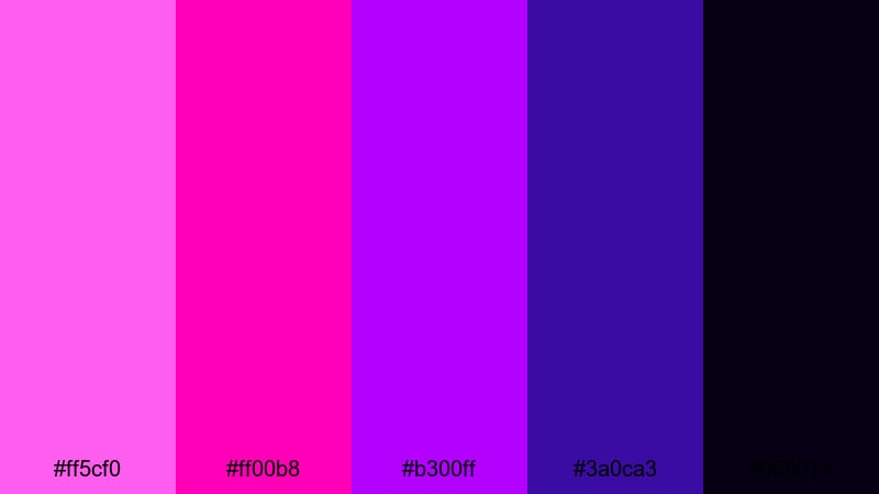 electric neon pulse purple magenta color palette with hex codes