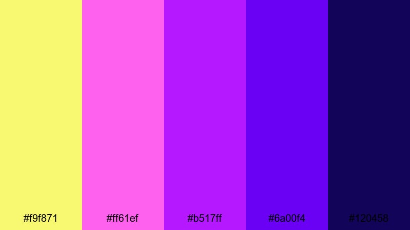 electric neon violet violet purple color palette with hex codes