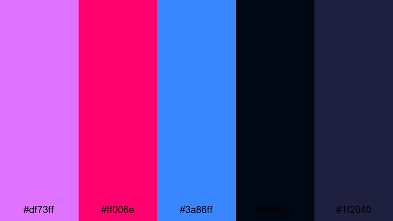 electric night pulse heliotrope color palette with hex codes