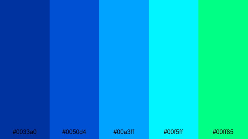 electric ocean pulse cobalt color palette with hex codes