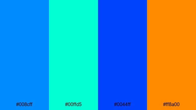 electric ocean splash electric blue color palette with hex codes