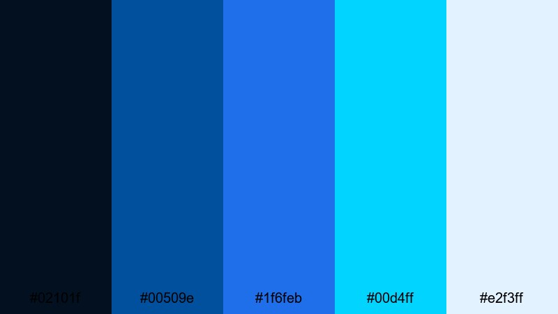 electric ocean surge royal blue color palette with hex codes