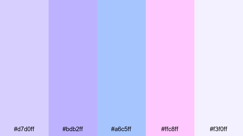 electric pastel galaxy pastel blue purple color palette with hex codes