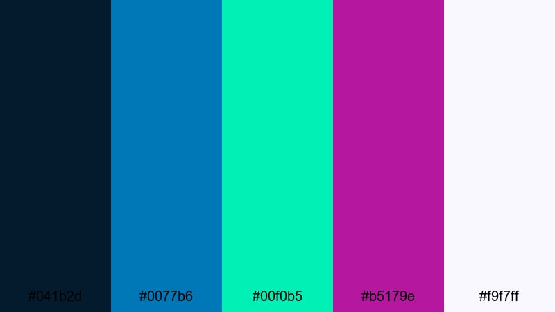 electric reef storm blue green purple color palette with hex codes