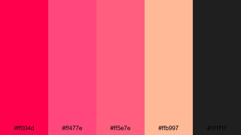 electric rose stage red pink color palette with hex codes