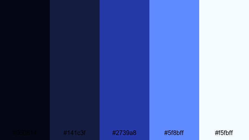 electric storm indigo indigo color palette with hex codes