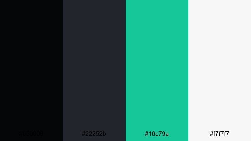 electric teal carbon charcoal color palette with hex codes