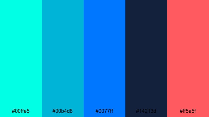 electric tide rush ocean color palette with hex codes