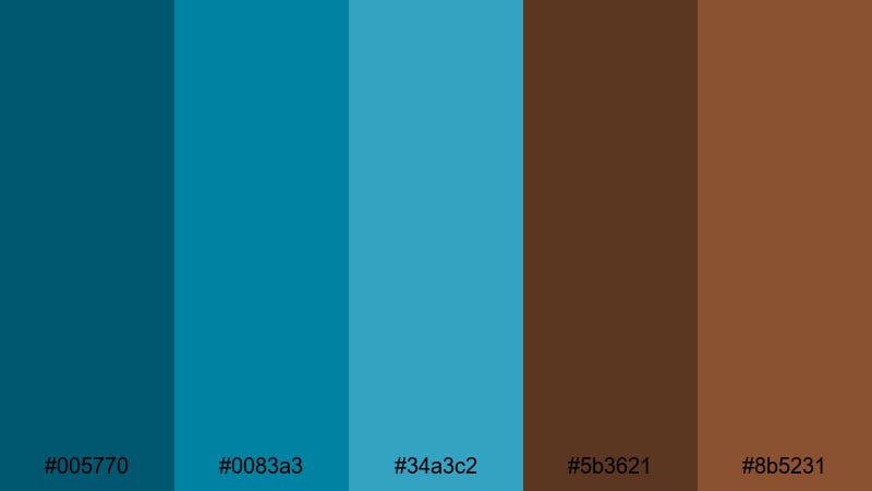 electric timber edge brown blue color palette with hex codes