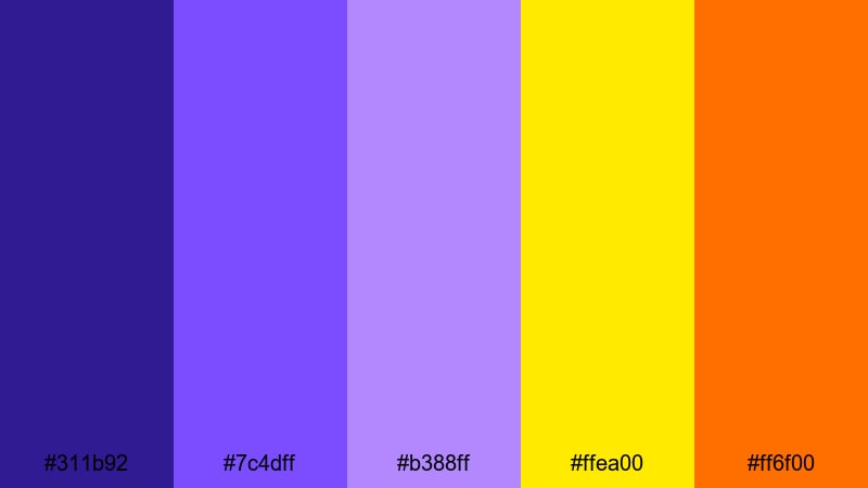 electric ultraviolet pop violet color palette with hex codes
