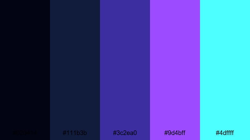 electric vapor sky purple dark blue color palette with hex codes