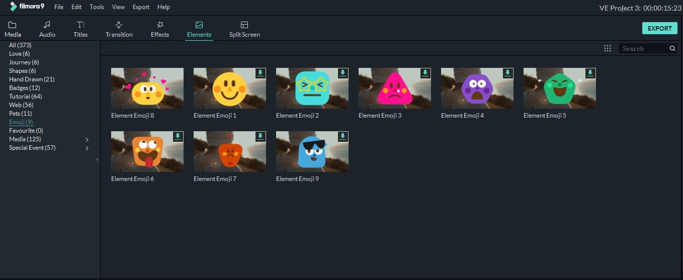 إضافة Emoji إلى الفيديو في Filmora9 