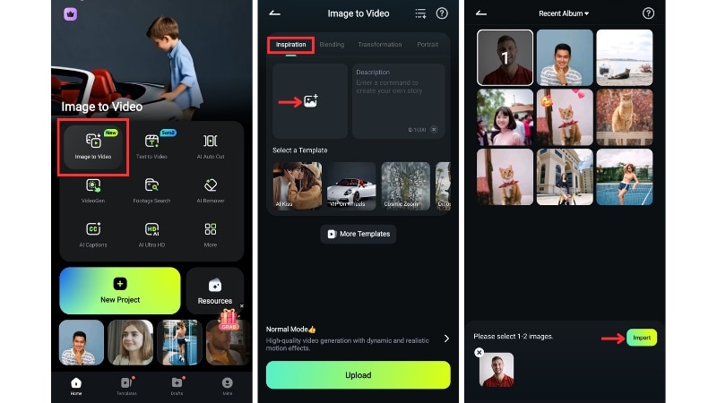 access filmora image to video tool