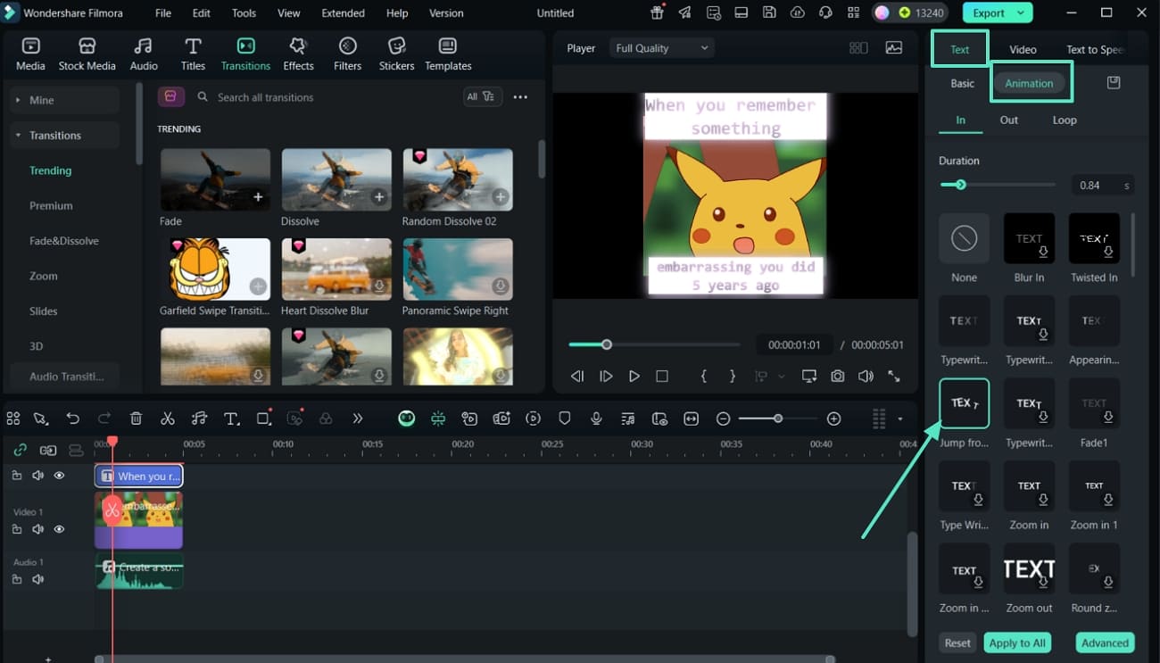apply animations on meme texts