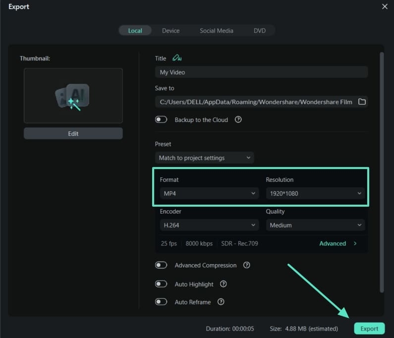 export format and resolution meme