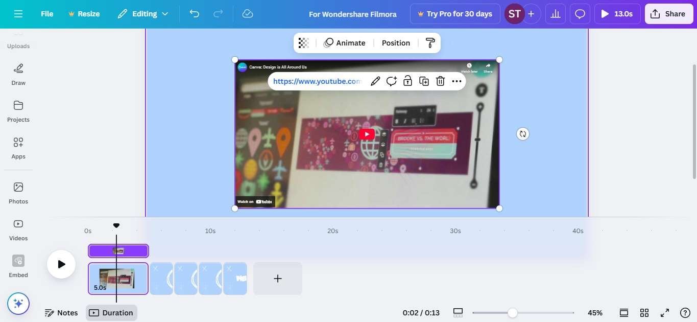 youtube video in canva presentation