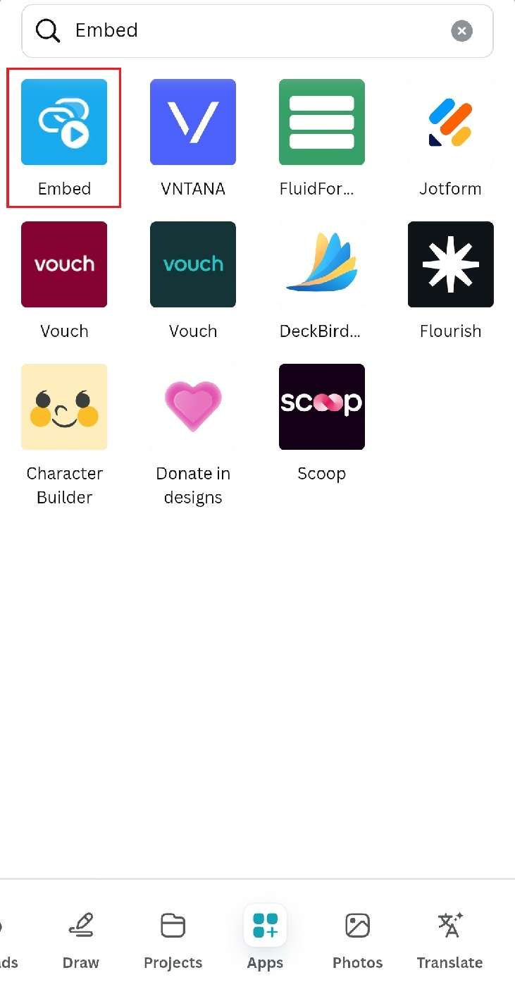 embed app in canva for mobile