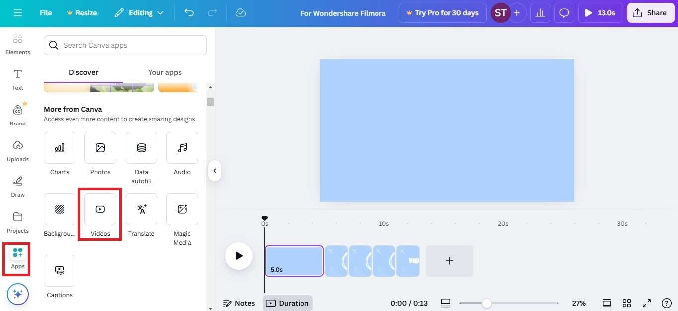 video app in canva