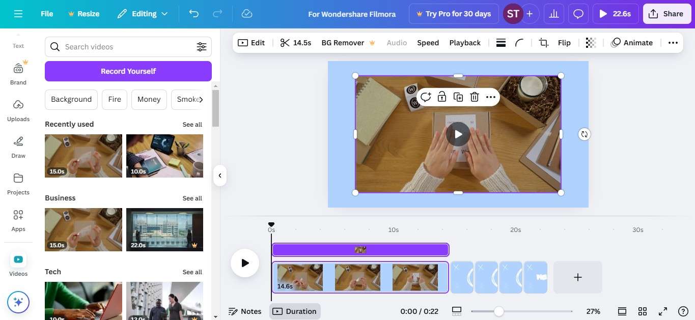 embed stock video in canva