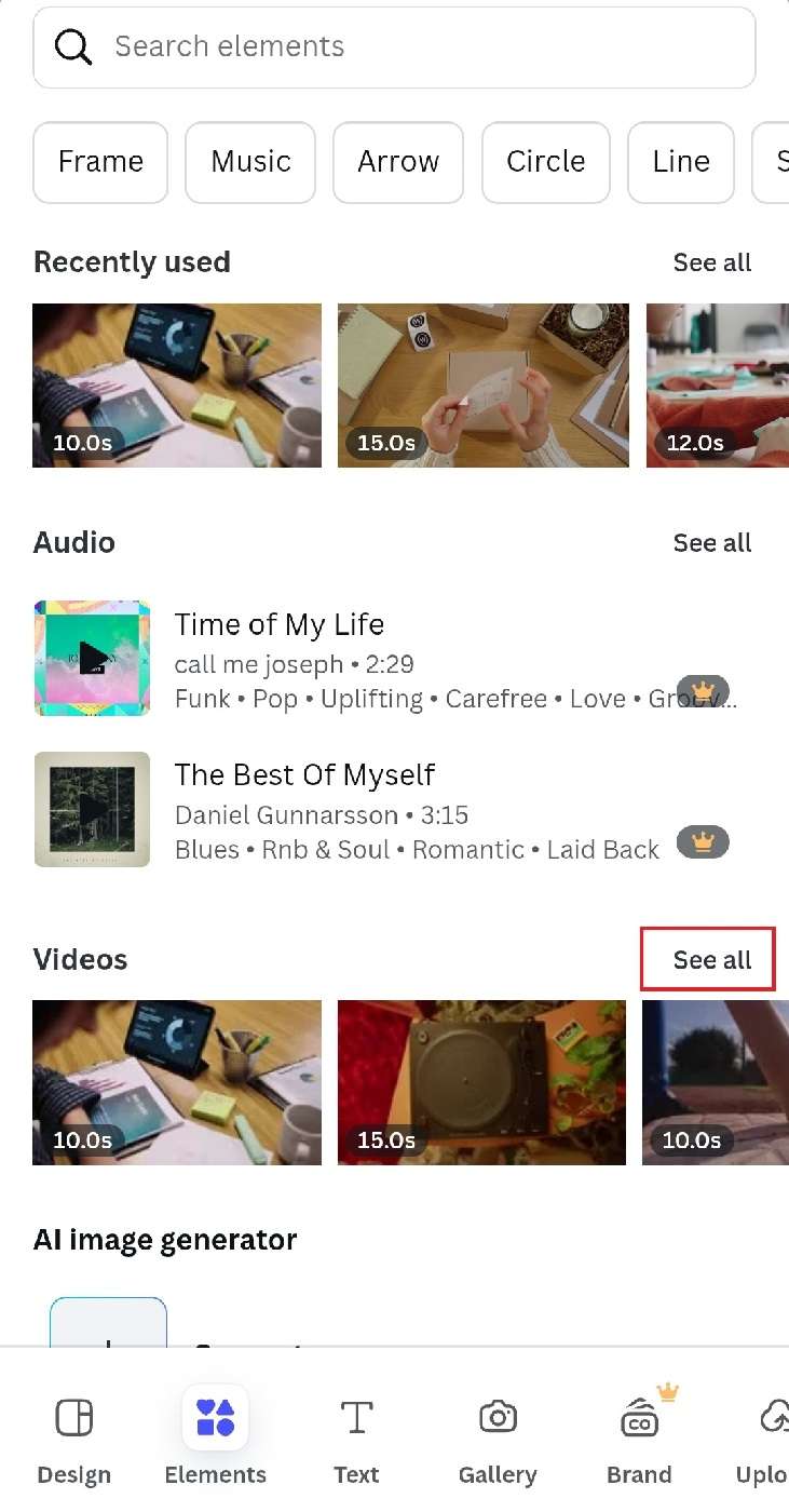 stock videos in canva for mobile
