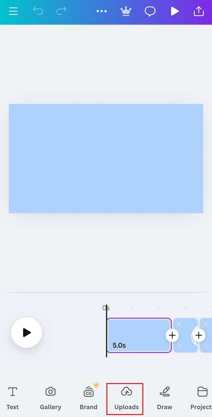 canva for mobile bottom menu