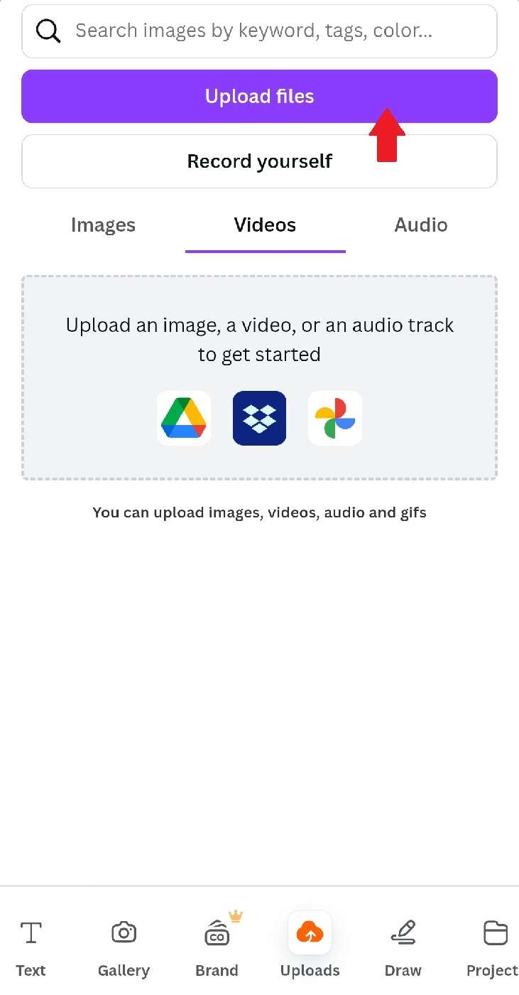 upload files in canva for mobile