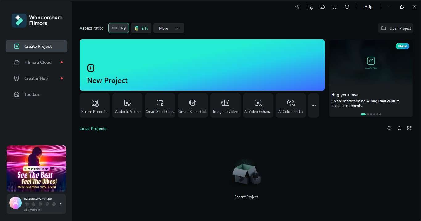 start screen filmora desktop