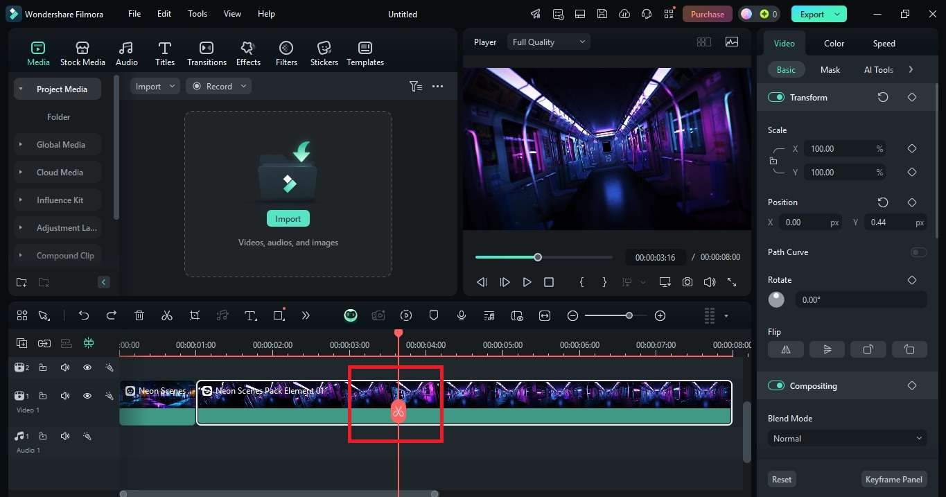 split video in filmora