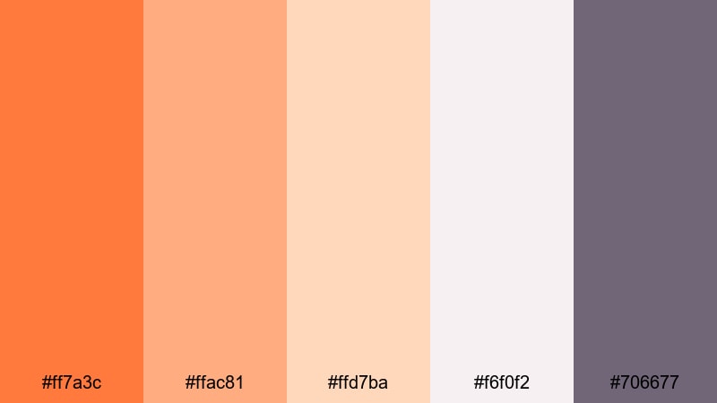 ember kissed daydream sunset orange color palette with hex codes