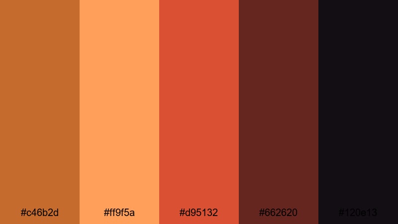 ember lens flare tawny color palette with hex codes