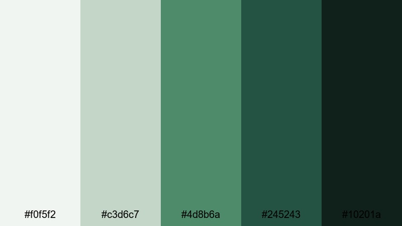 emerald atrium glow museum color palette with hex codes
