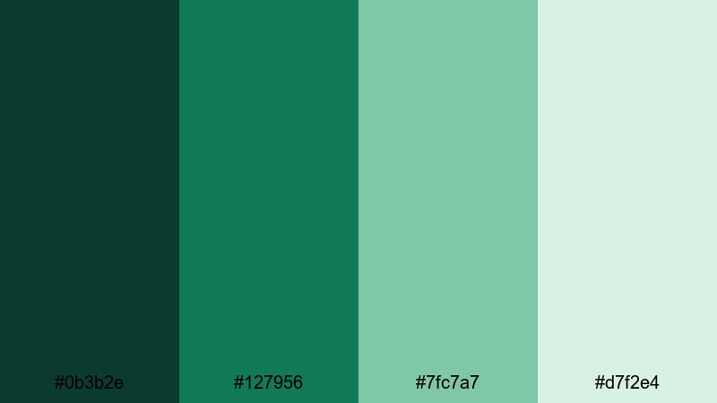 emerald canopy mist rainforest color palette with hex codes