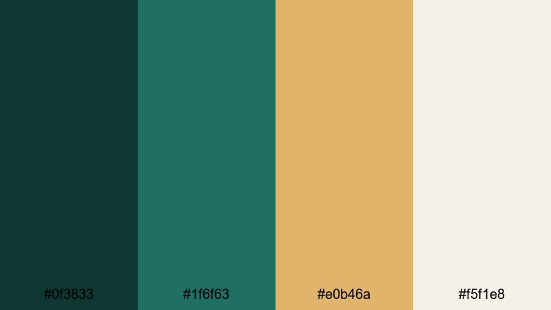 emerald ledger luxe green copper color palette with hex codes
