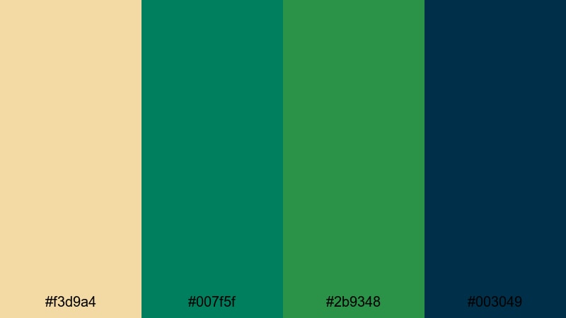 emerald marina royale gold blue green color palette with hex codes