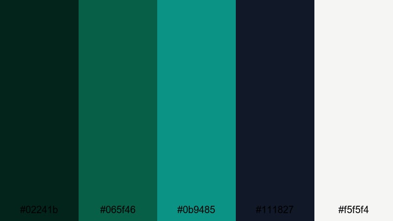 emerald night studio dark green color palette with hex codes