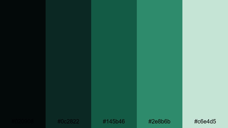 emerald sanctuary shadows baroque color palette with hex codes
