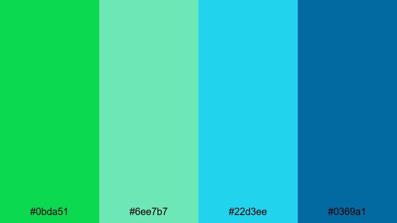 emerald spring water malachite color palette with hex codes