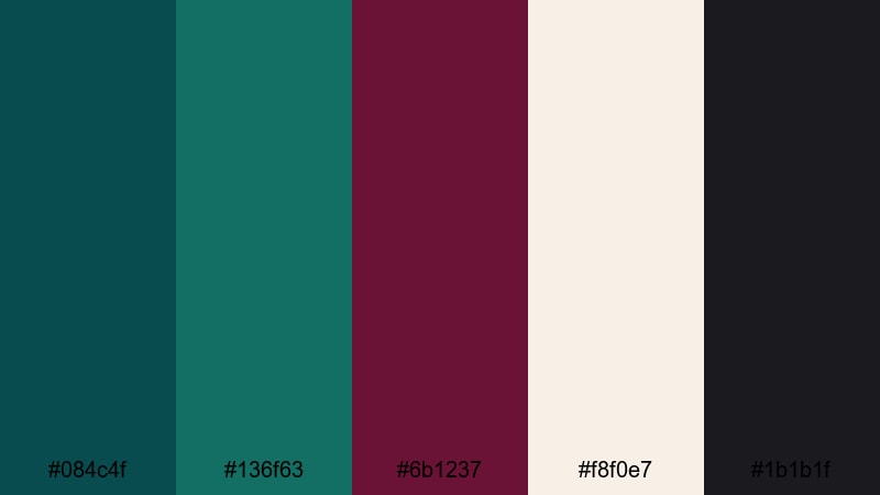 emerald wine noir green maroon color palette with hex codes