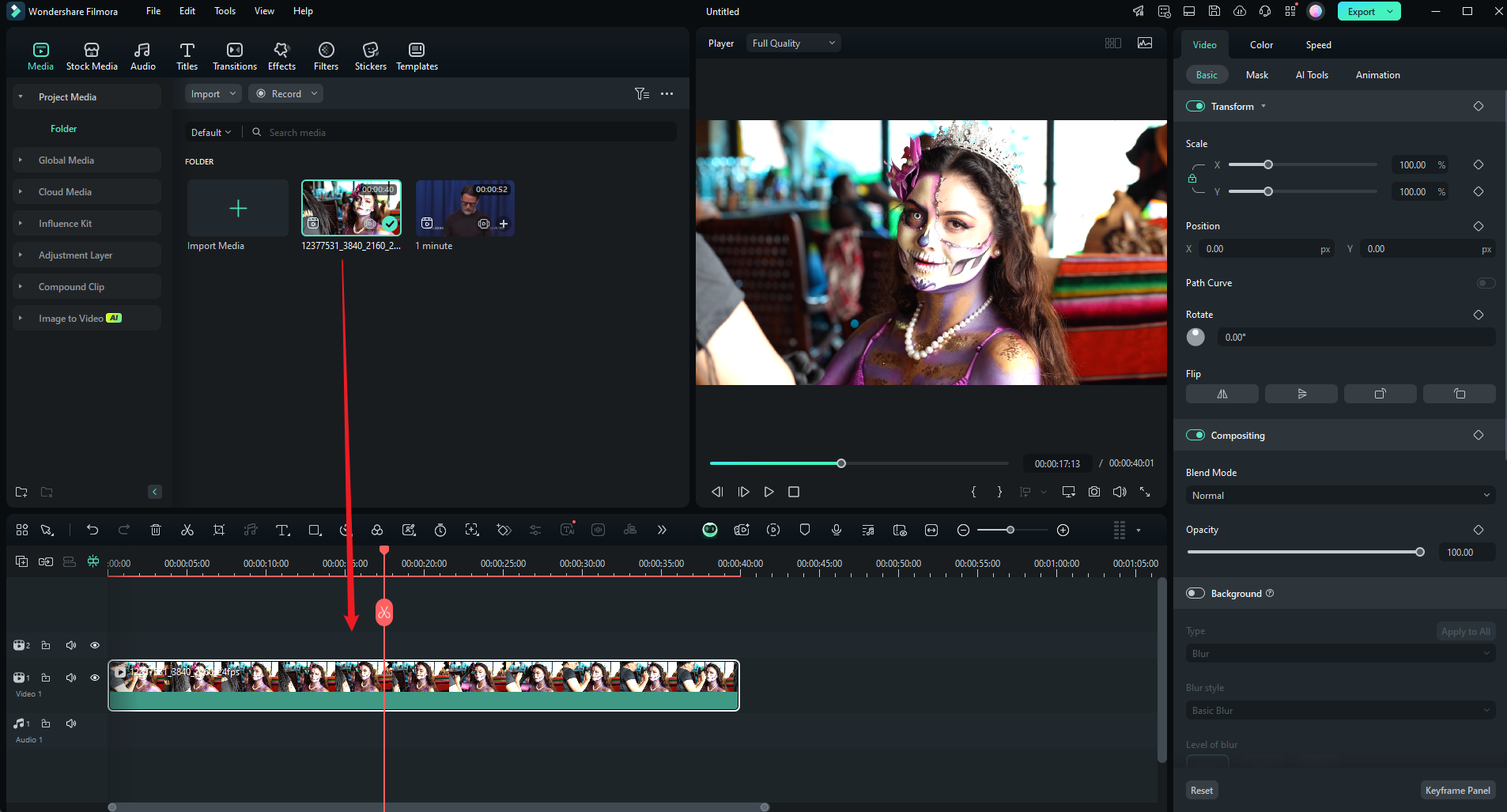 import and add a video to timeline