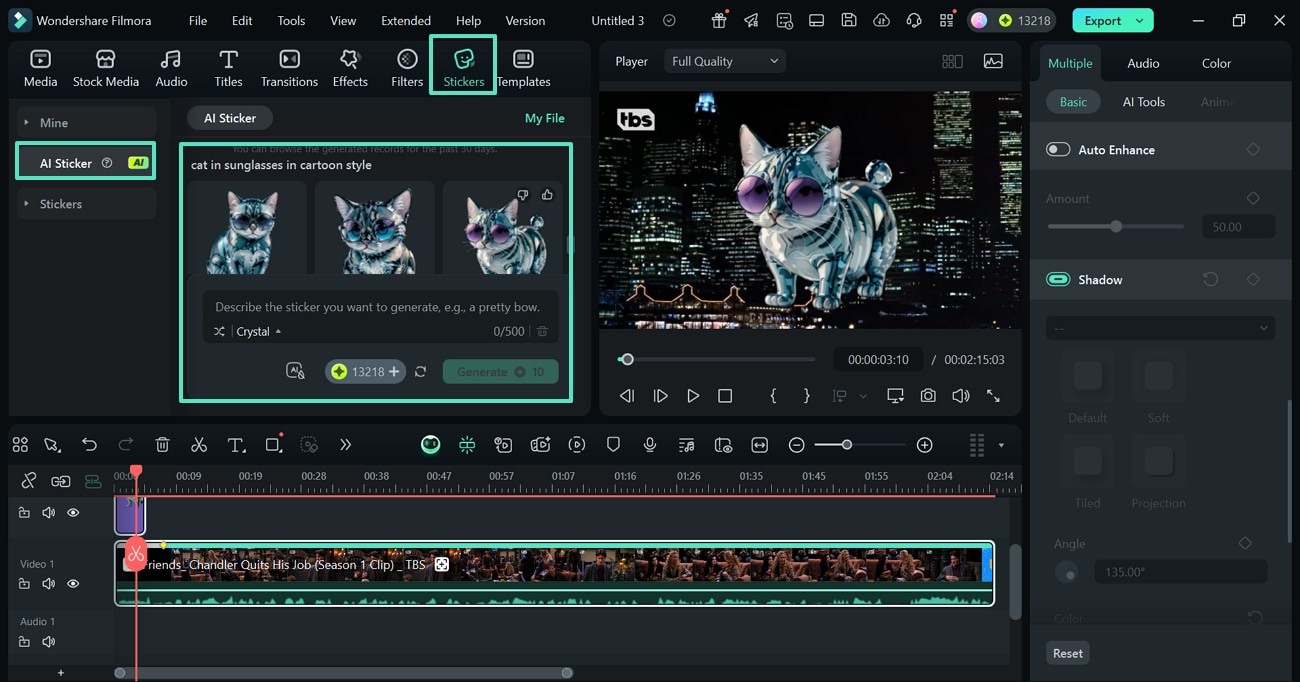 generate ai sticker filmora pc